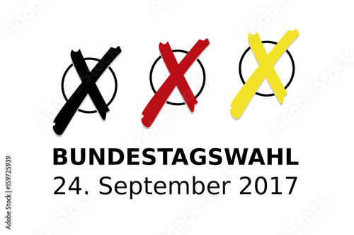 Bundestagswahl - Kreuze schwarz, rot, gold