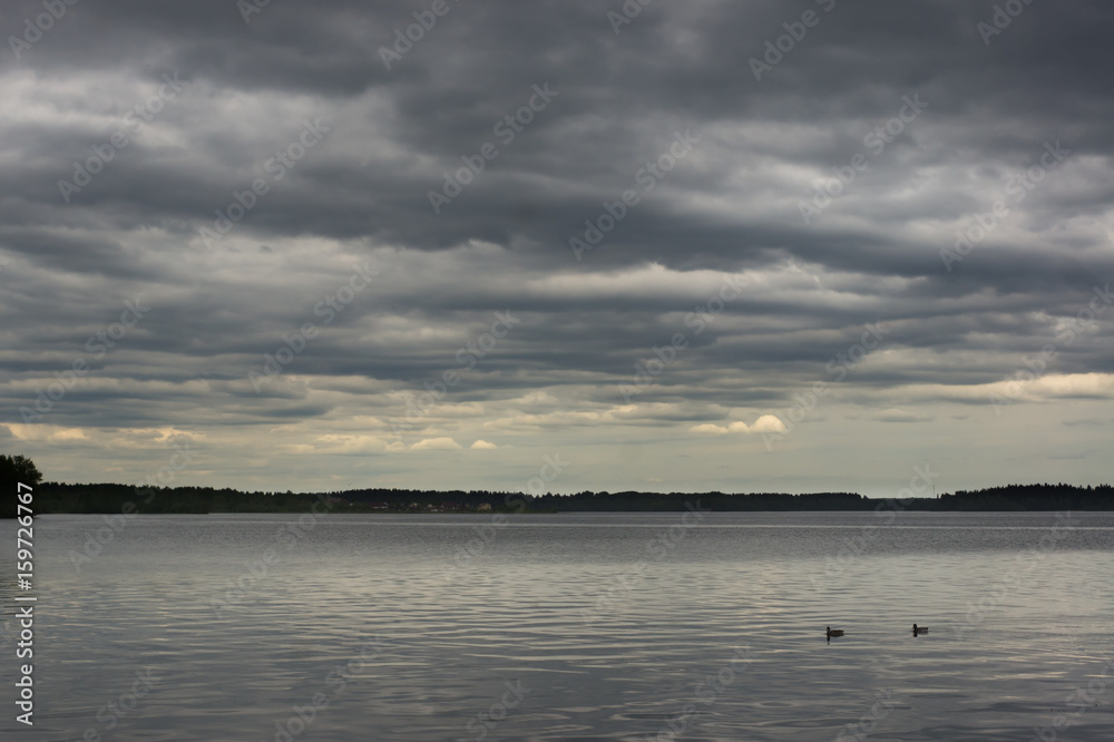 Cloudy sky over the lake
