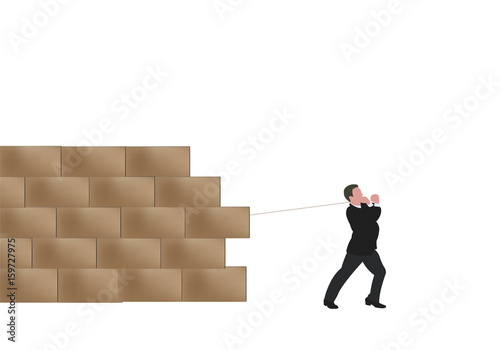 persona con la corda tira un muro
