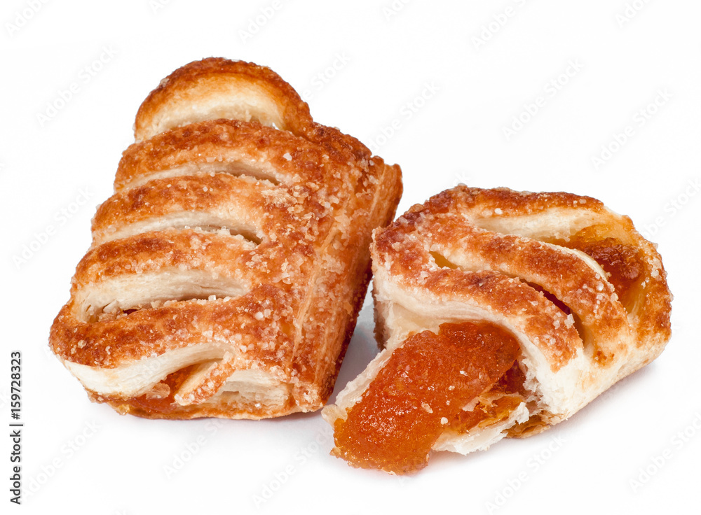 puff pastry with jam isolated on white puff pastry with jam isolated on white