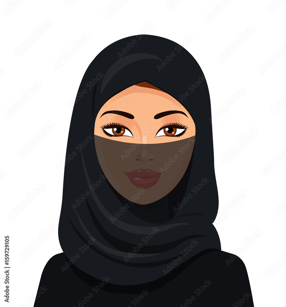 Portrait of muslim woman using a white veil isolated on a white background Portrait of muslim woman using a white veil isolated on a white background