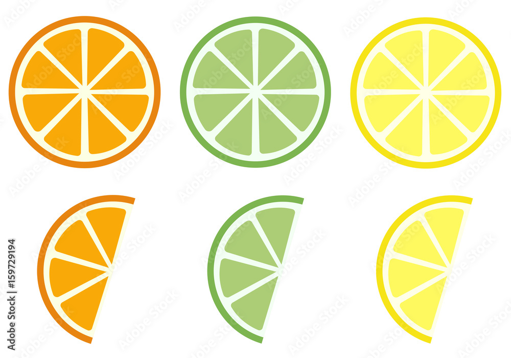 Citrus Früchte Orange, Limette und Zitrone