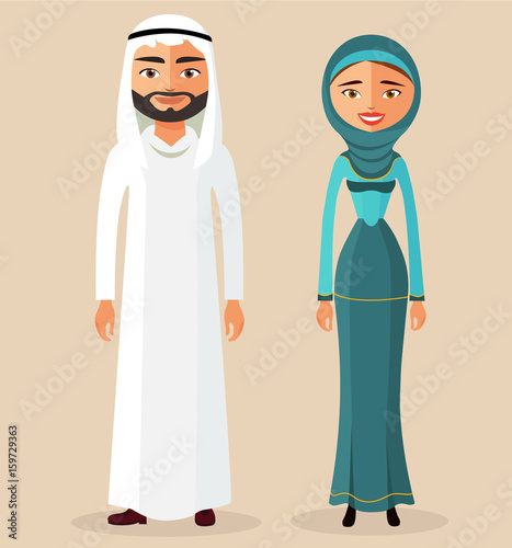 Arab people character traditional arab couple vector flat illustration illustration