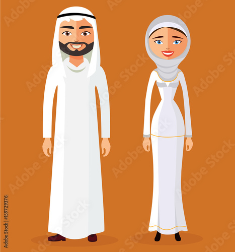 Arab muslim couple man and woman standing