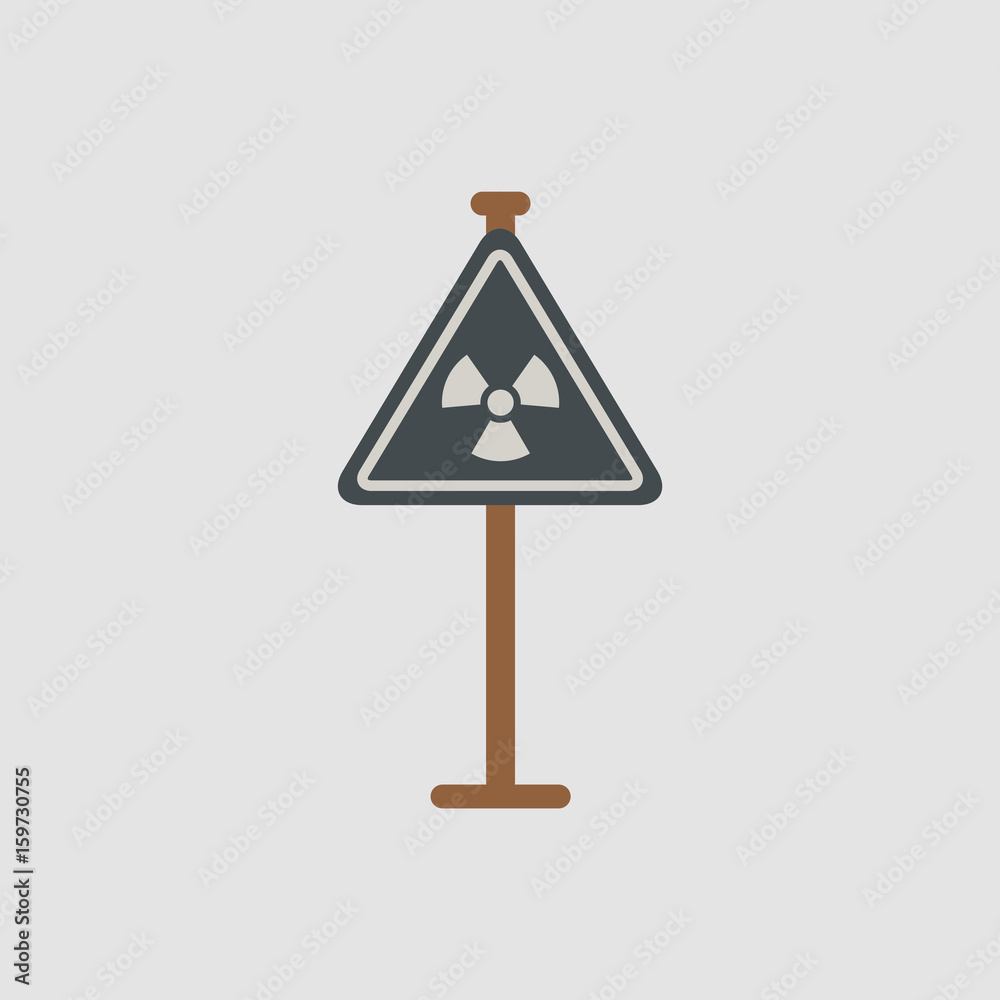 road sign with an radioactive symbol road sign with an radioactive symbol