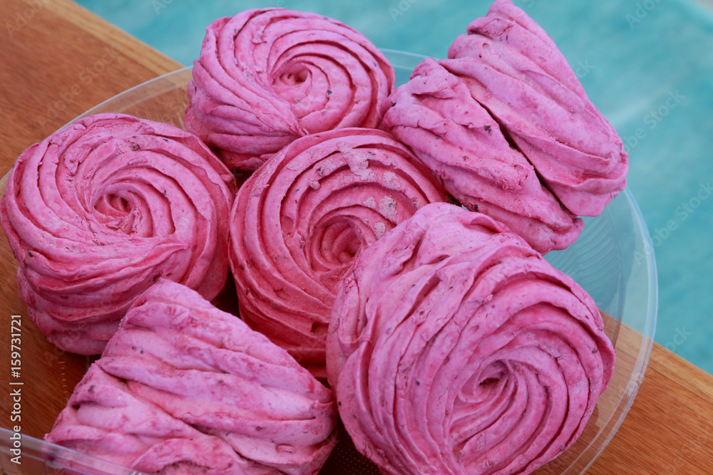 Fototapeta premium Delicious homemade marshmallow from currant