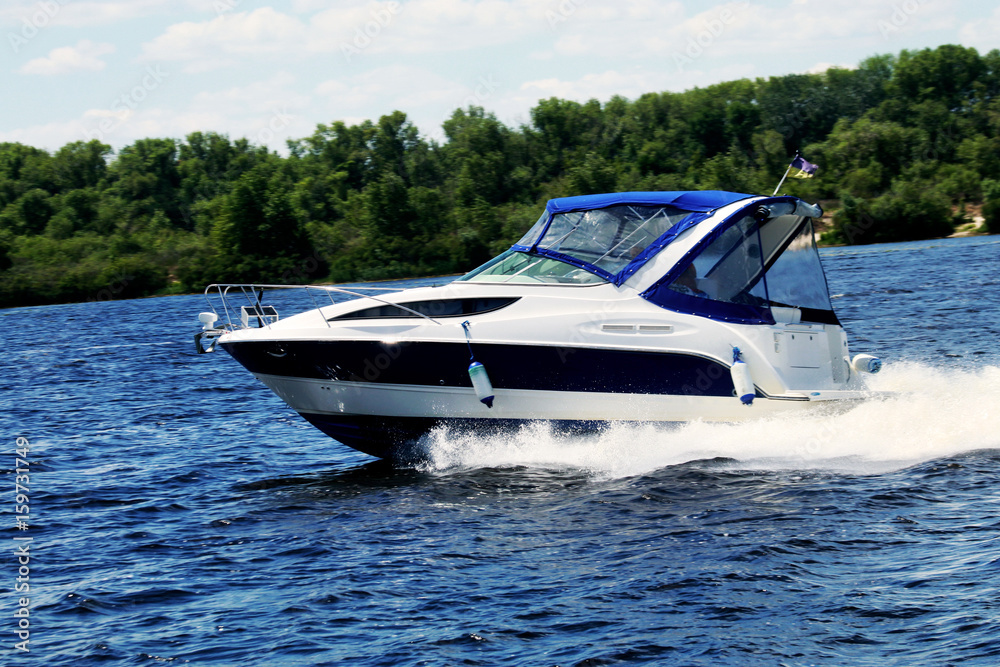 Fototapeta premium Motorboat on the river