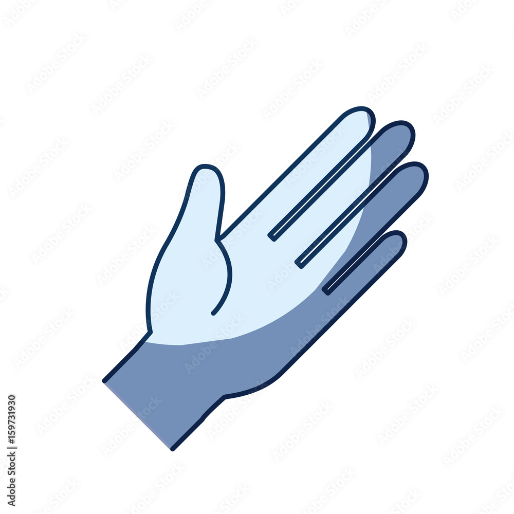 blue color silhouette shading of side view left palm of hands in symbol greeting vector illustration blue color silhouette shading of side view left palm of hands in symbol greeting vector illustration
