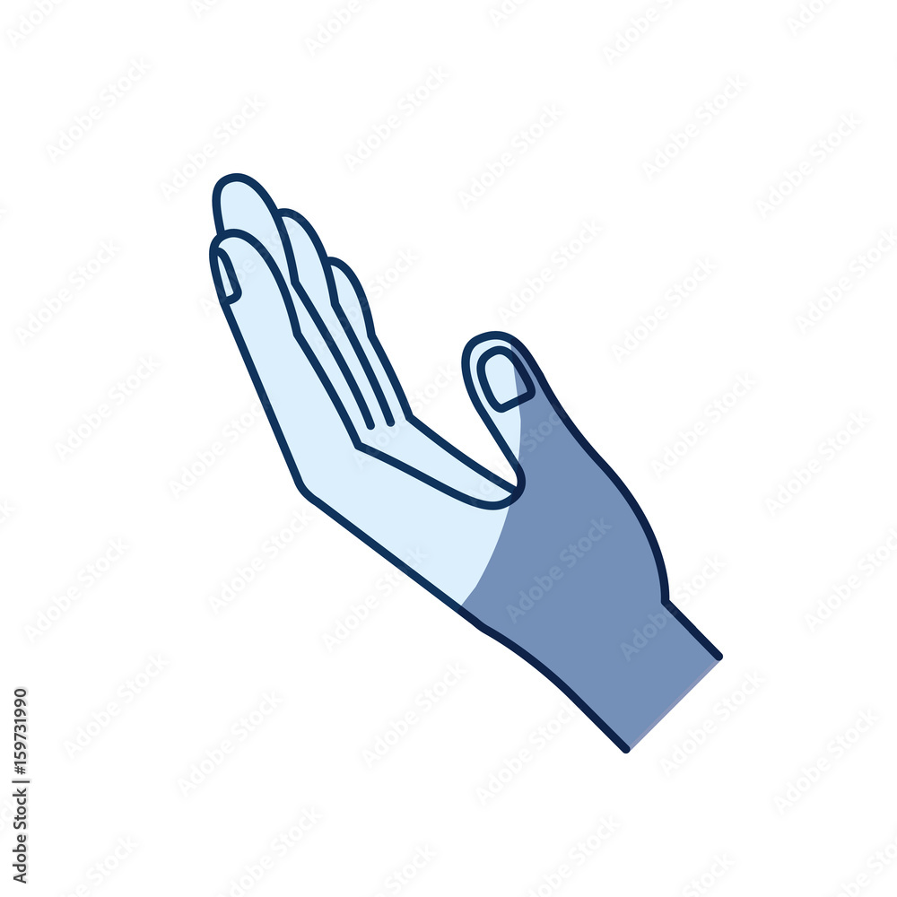 blue color silhouette shading of side view left palm of hand in symbol receiving vector illustration blue color silhouette shading of side view left palm of hand in symbol receiving vector illustration