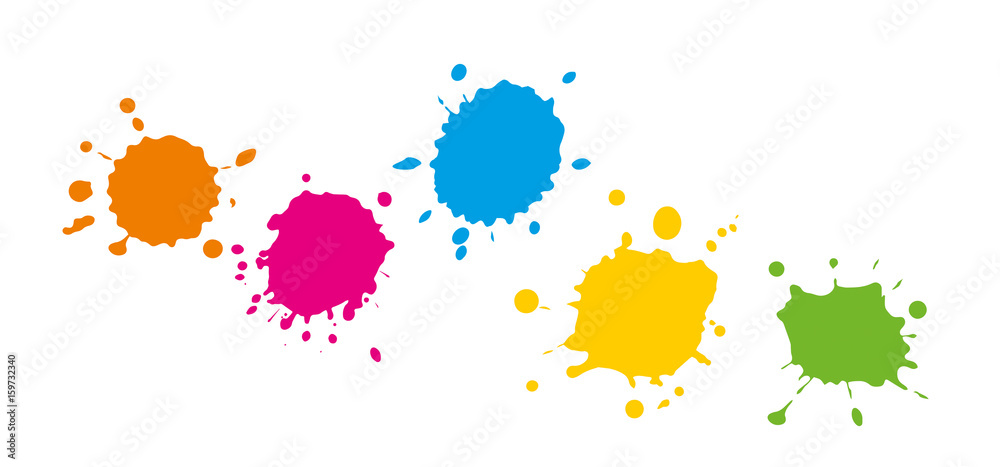 Colorful splashes - Bunte Farbkleckse - Farbspritzer mit Farbe - splashes splatter blotches blobs drops color - klecks spritzer farbig.