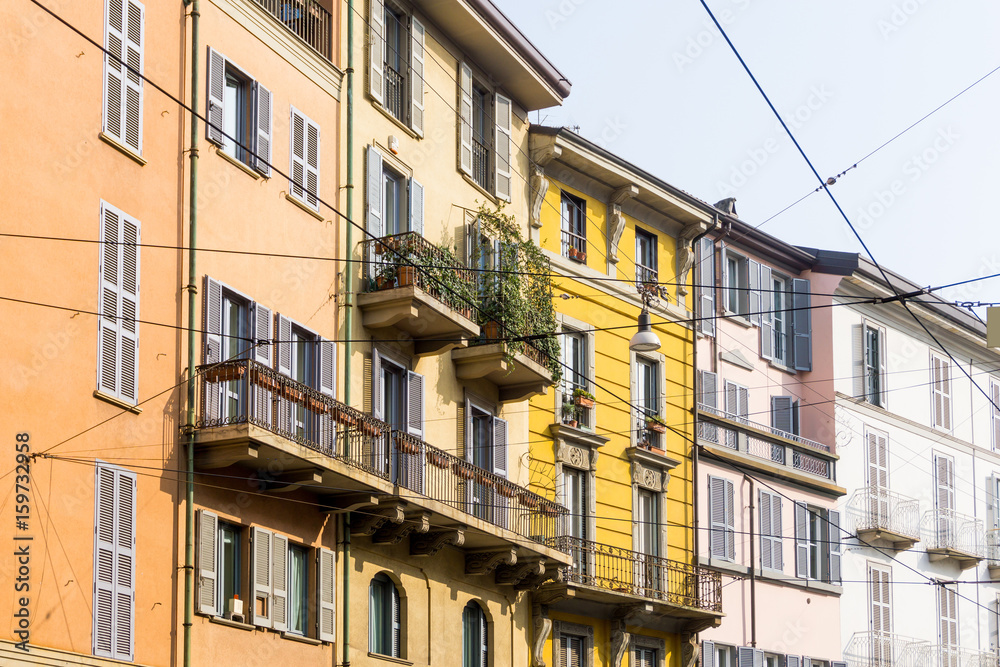 Traditional antique city building in Milan