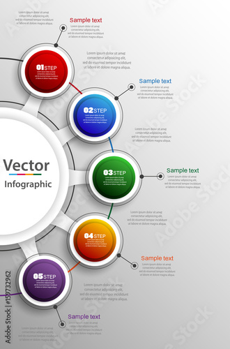 Abstract infographics number options  template with 5 steps. Can be  used for workflow layout, diagram, business step options, banner, web design. Vector eps 10