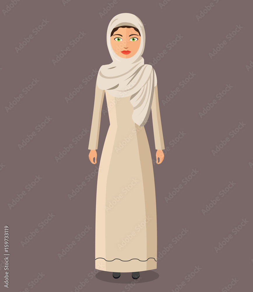The beautiful Muslim woman in a hijab. arab people character.