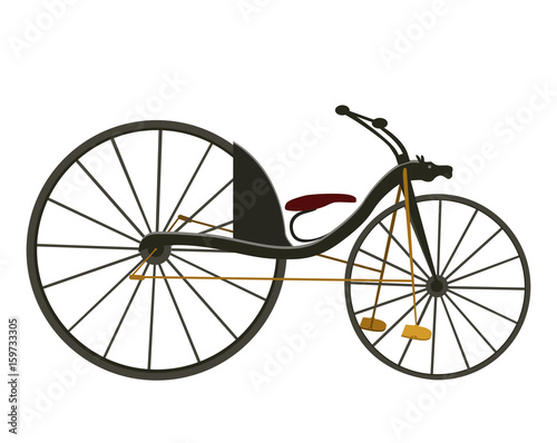 first retro bicycle isolated on white background vector illustration