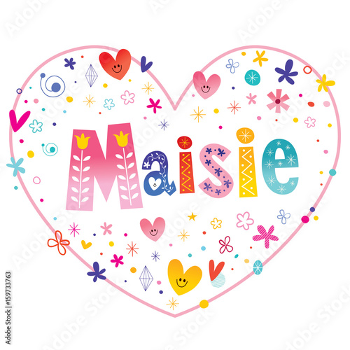 Maisie feminine given name decorative lettering heart shaped love design