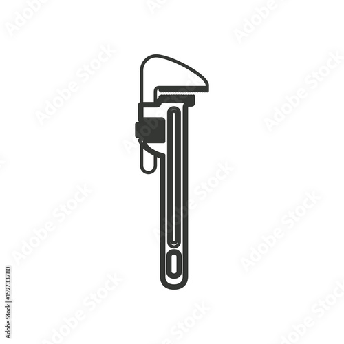 monochrome silhouette with pipe wrench vector illustration