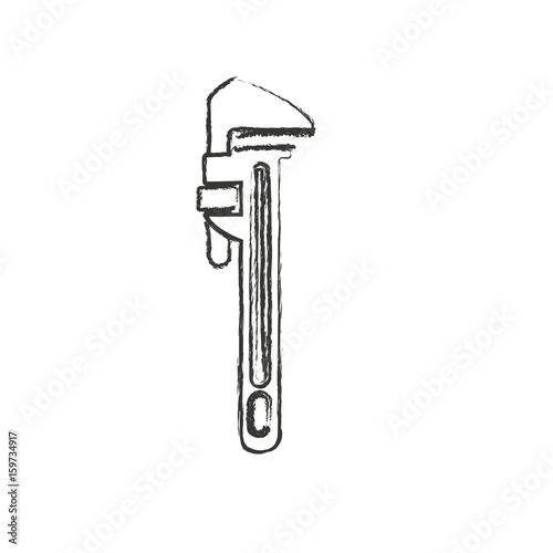monochrome blurred silhouette with pipe wrench vector illustration