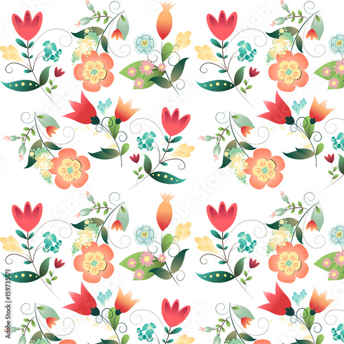Wallpaper Mural Beautiful floral pattern over white background Torontodigital.ca