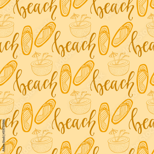 Summer seamless pattern with flip flops. For tropical decoration and wrapping design.