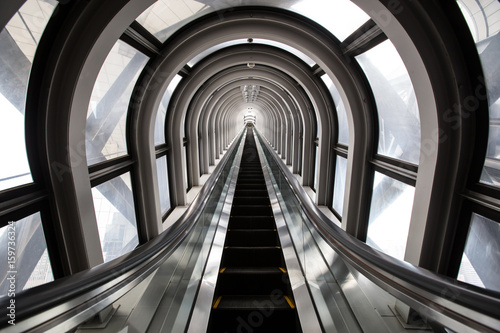 futuristic escalator ,abstract space in a modern building