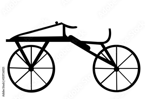 A Dandy-Horse or Draisienne old bike silhouette isolated on white background vector illustration