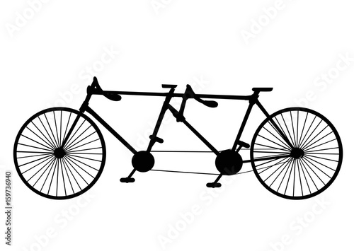 Vintage silhouette tandem bicycle icon isolated on white background vector illustration