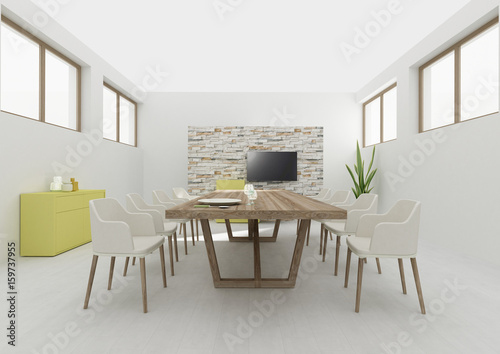 Dining room interior 3D rendering