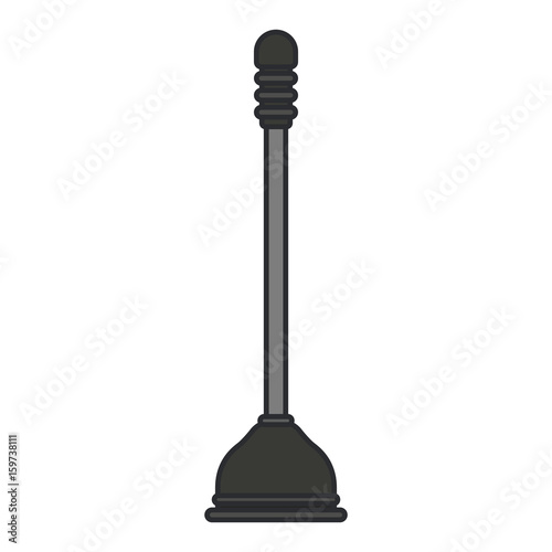 white background with color silhouette of toilet plunger icon with thin contour vector illustration