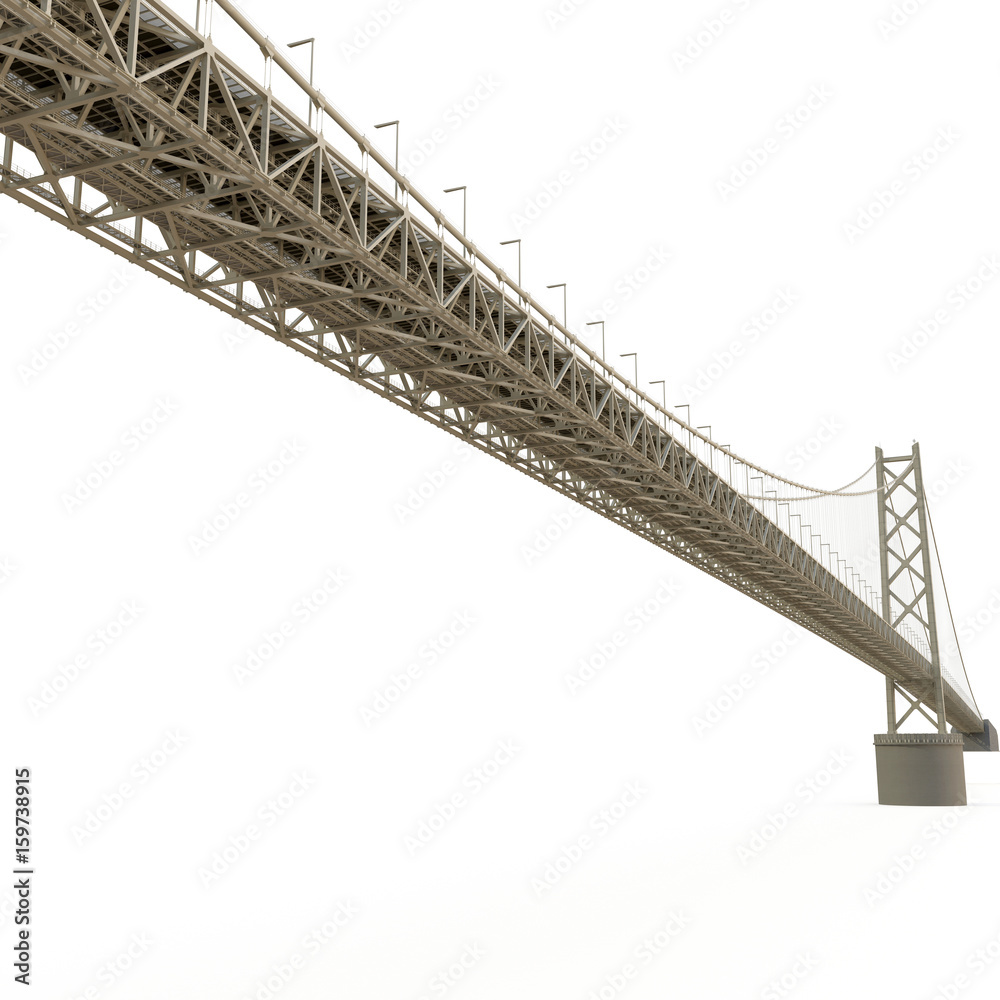Akashi Kaiky Bridge on white. 3D illustration
