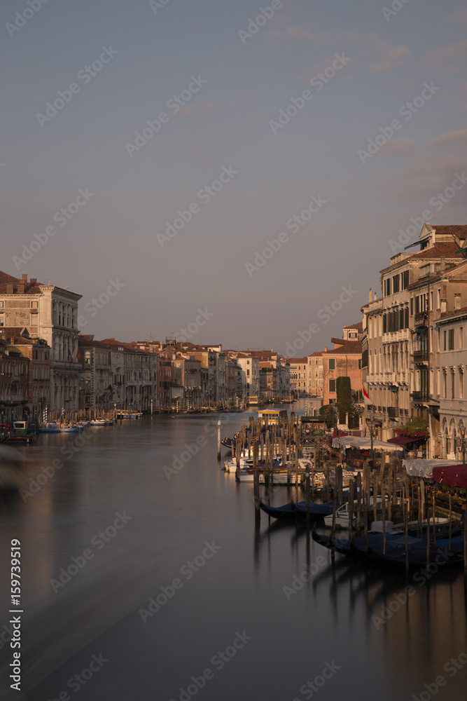 View from the Rialto Bridge in Venice onto the Canal Grande.