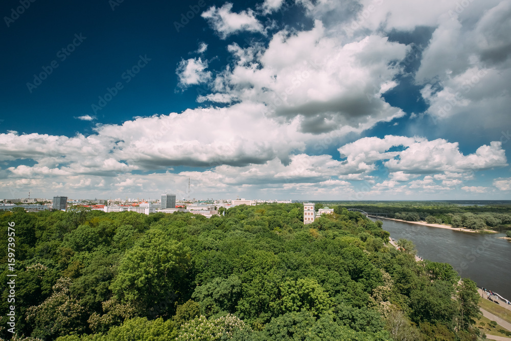 Gomel Belarus. Top View Of Rumyantsevs, Paskeviches Palace And Park