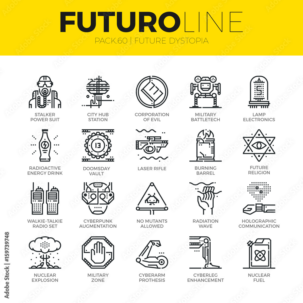 Future Dystopia Futuro Line Icons