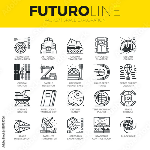 Space Exploration Futuro Line Icons