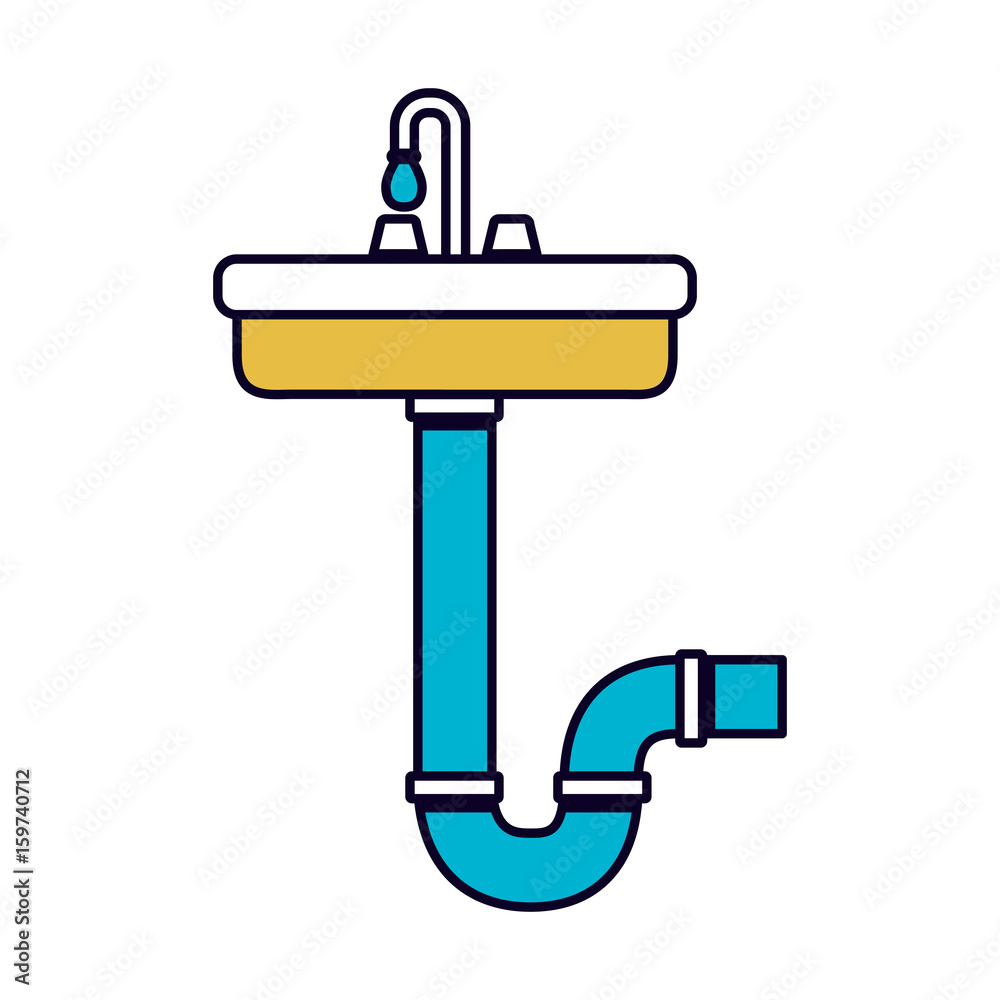 color sections silhouette of washbasin and drain pipe vector illustration color sections silhouette of washbasin and drain pipe vector illustration