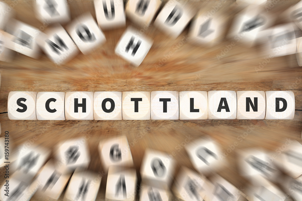 Schottland Land Großbritannien Würfel Business Konzept Schottland Land Großbritannien Würfel Business Konzept