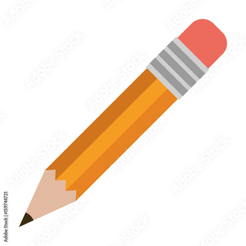 white background with colorful silhouette of pencil with eraser vector illustration