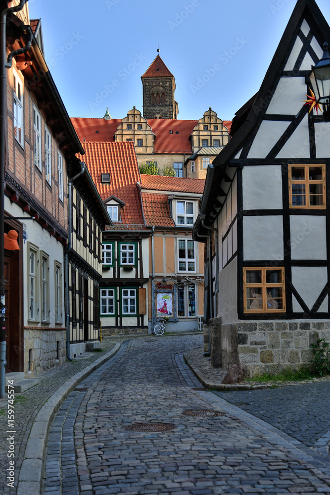 Quedlinburger Altstadt mit Blick auf das Schloss