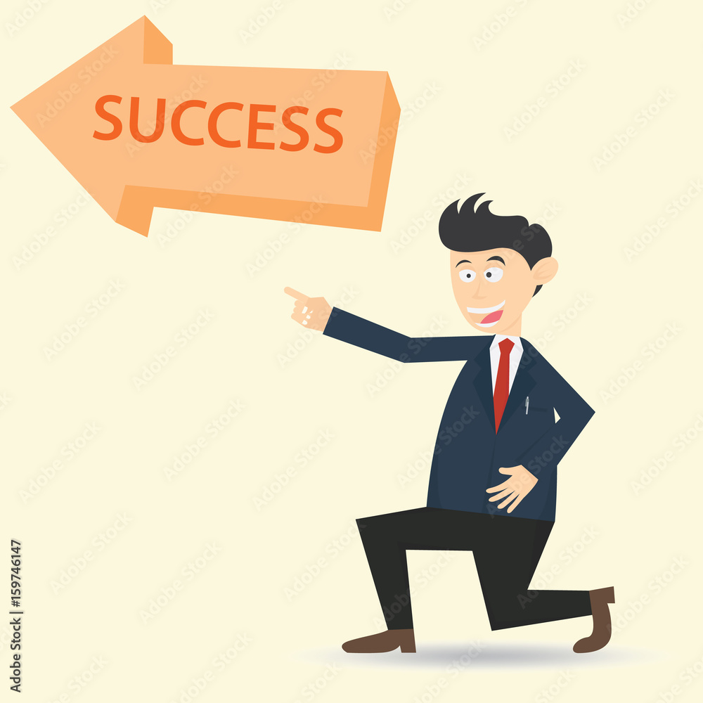 male businessman showing the way to get success cartoon vector illustration male businessman showing the way to get success cartoon vector illustration