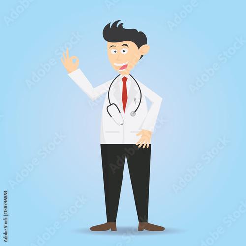 doctor cartoon character vector illustration with stethoscope