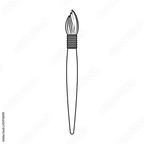 white background with monochrome silhouette of paint brush vector illustration