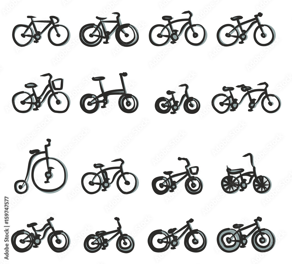 Bicycle Icons Freehand 2 Color Bicycle Icons Freehand 2 Color