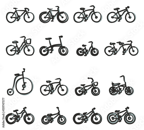 Bicycle Icons Freehand 2 Color