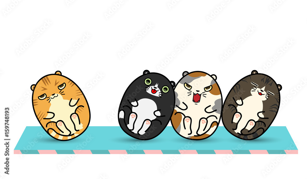 4 Fat cat tumbler dolls ,vector illustration 4 Fat cat tumbler dolls ,vector illustration