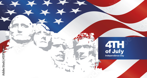 4th July Rushmore USA flag landscape background