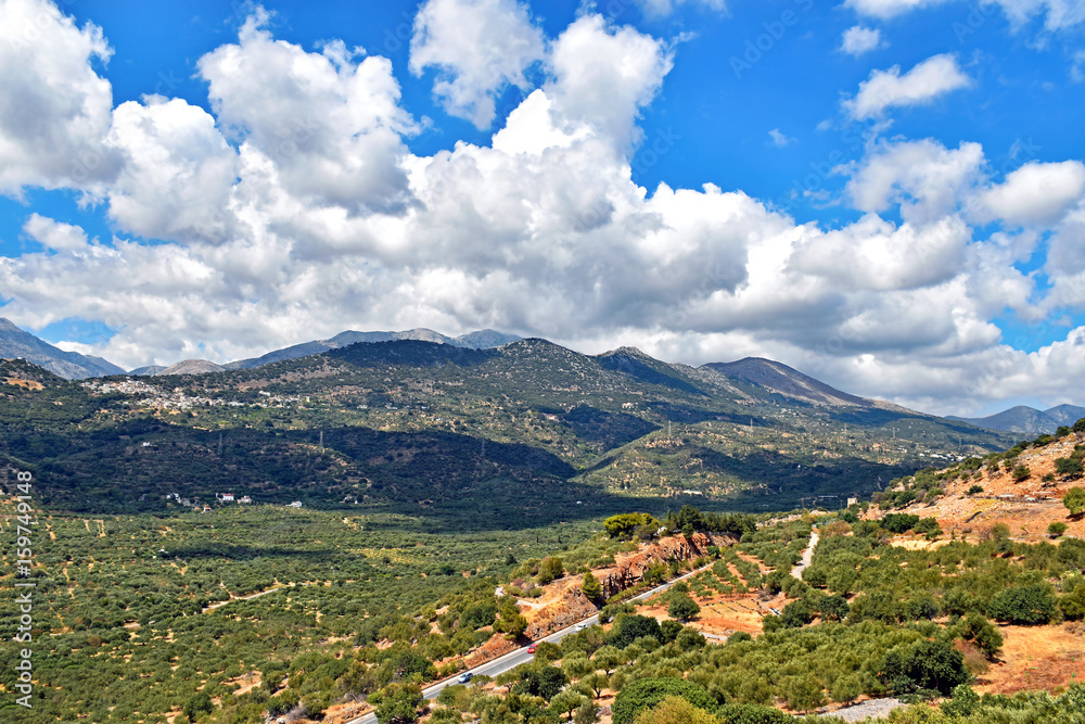 Landscape of Mediterranean island Crete in Greece 