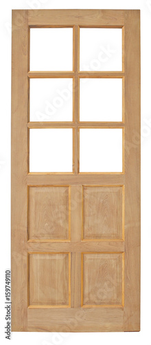 Wood door old style on white background  vintage style.