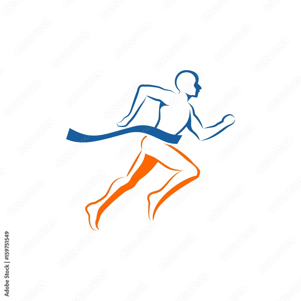 running marathon with ribbon icon vector logo element running marathon with ribbon icon vector logo element