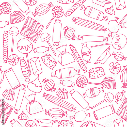 hand drawn candy seamless pattern