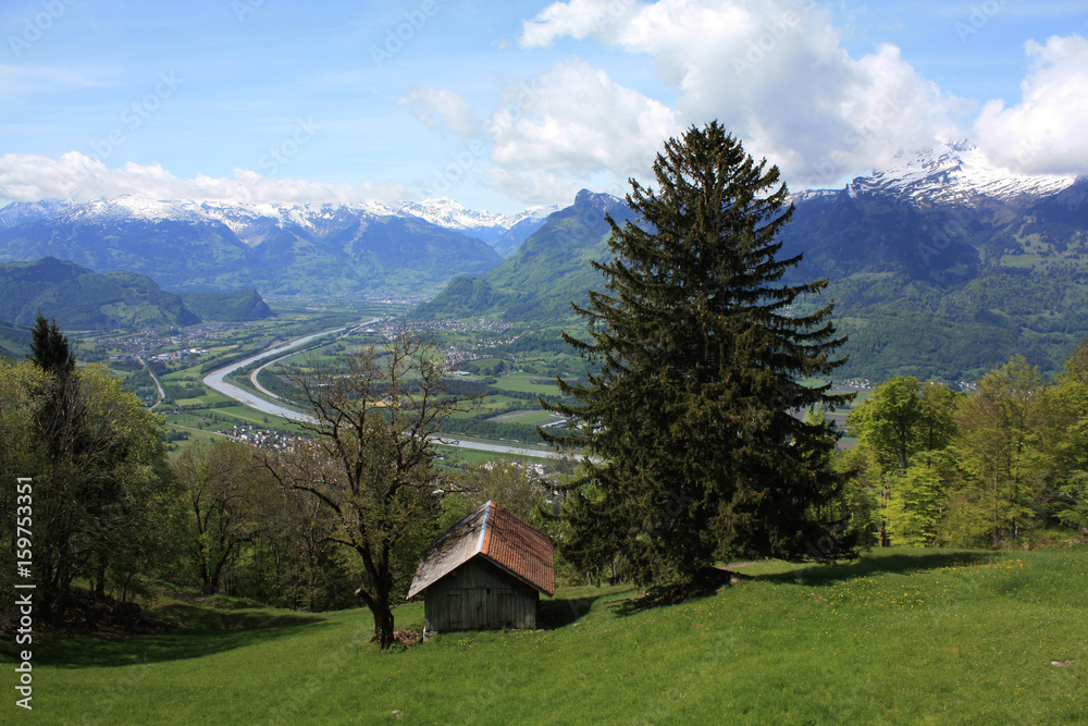 Swiss landscape with mountain