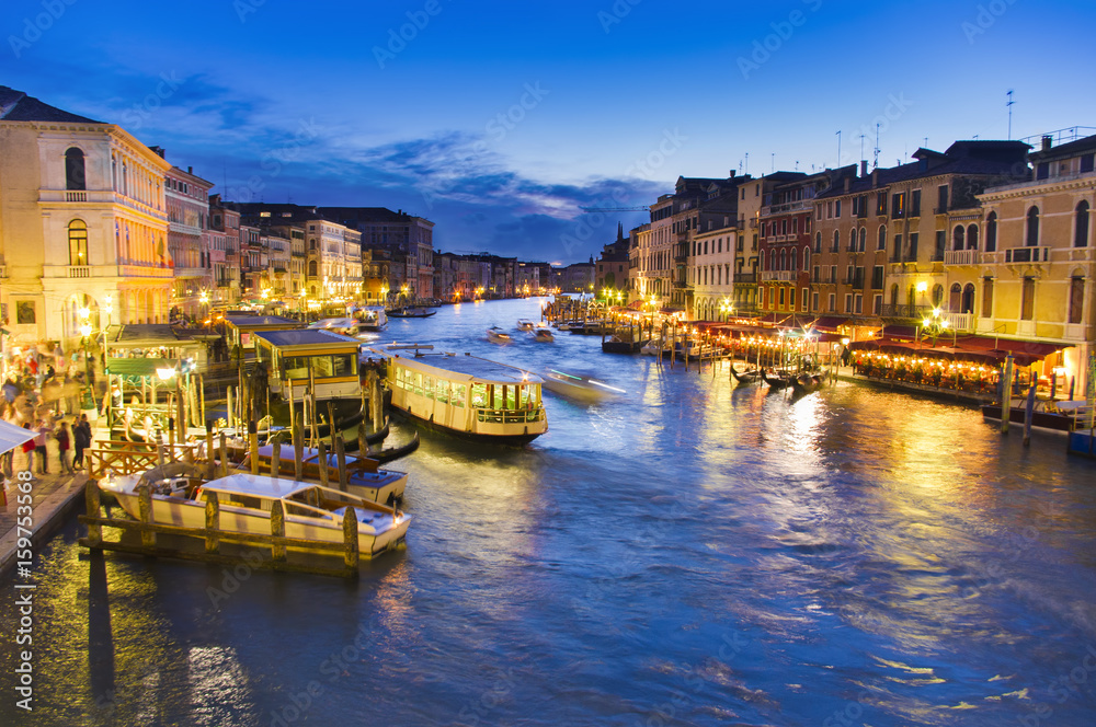 Venice city at night, Italy. Grand canal